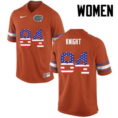 Women's Florida Gators #84 Camrin Knight NCAA Nike Orange USA Flag Fashion Authentic Stitched College Football Jersey HHU4262QO